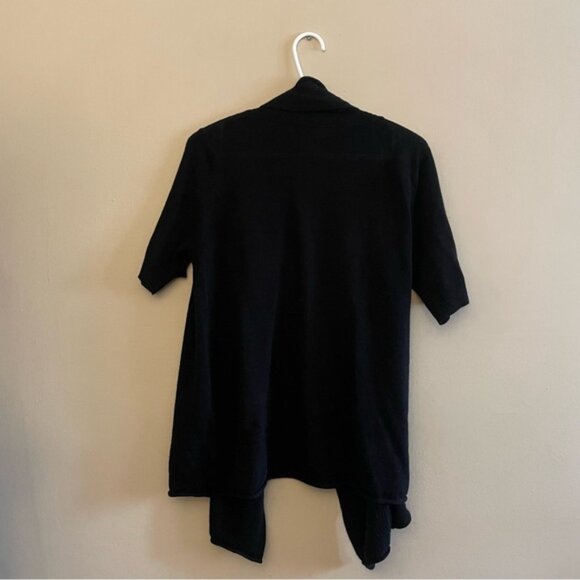 Y2K Suzy Shier Black Open Front Short Sleeve Knit Cardigan - Picture 7 of 12